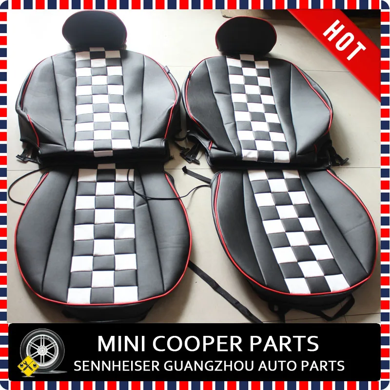 Brand New Imported PU Material Red Brim Checker Raceway seat cover for 4 seats Mini Cooper F56