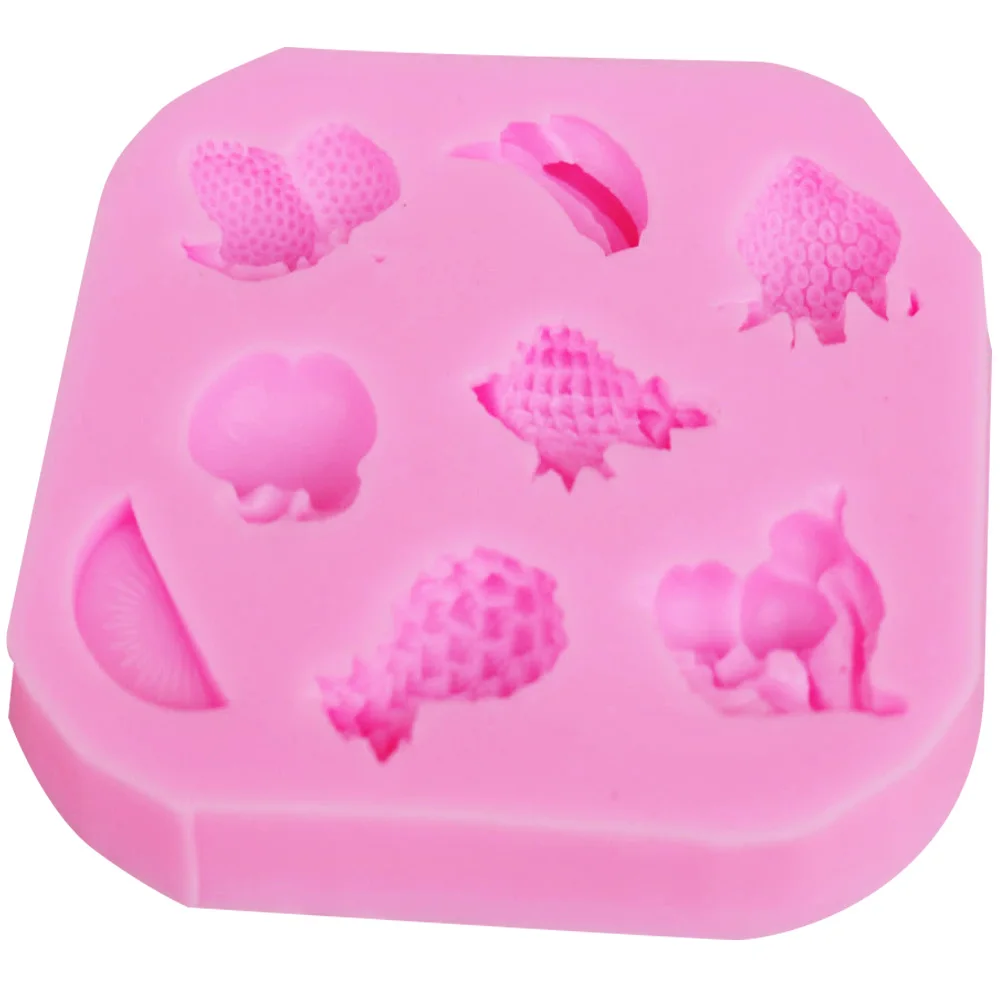 M279 Pineapple Banana Strawberry Cherry Apple Kiwi Fruit Chocolate Cake Decorating Tools DIY Fondant Silicone Mold
