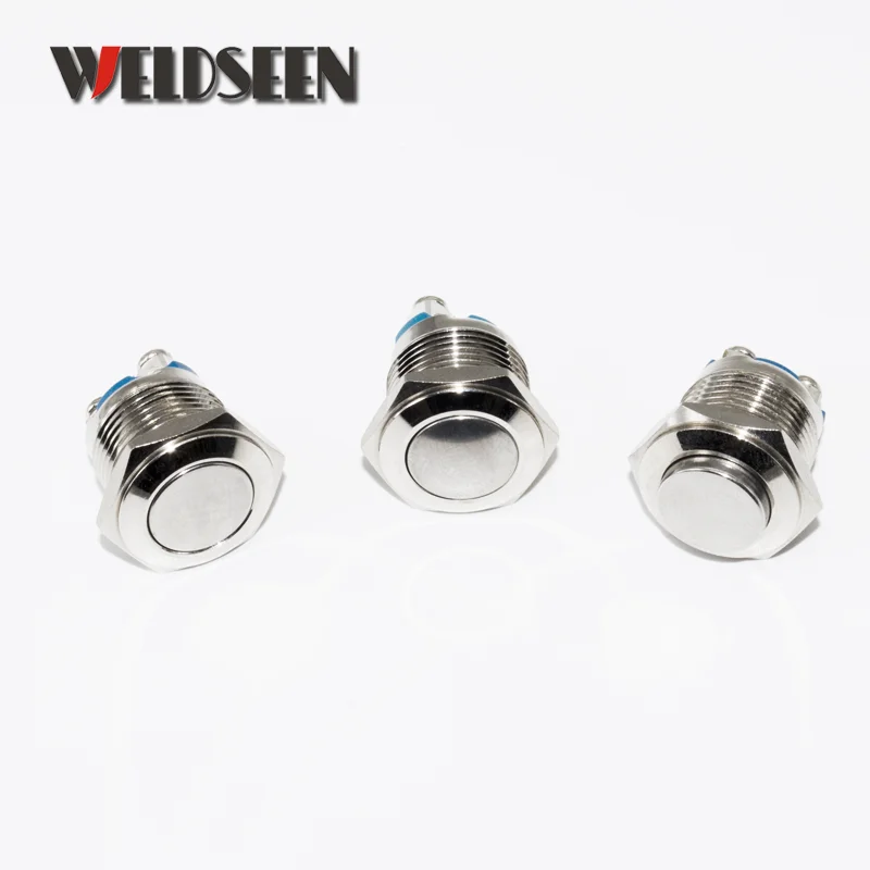 16mm Reset Momentary Metal Push Button Switch 3A/250V Waterproof Silver Car Horn Control Switch Screw Foot Modified Equipment