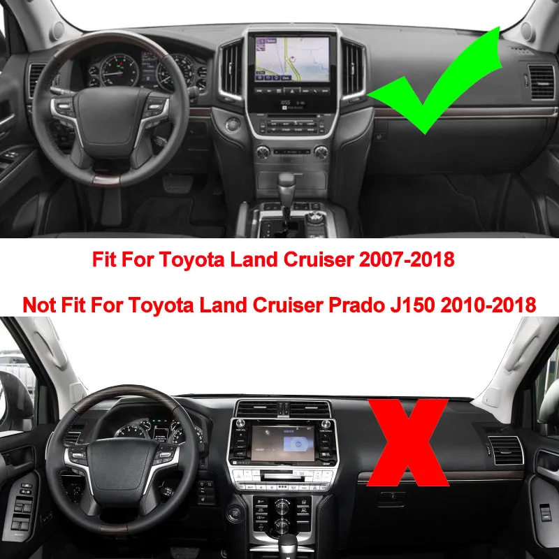 TAIJS Car Dashboard Cover For Toyota Land Cruiser J200 2008 2009 2010 2011 2012 - 2014 2015 2016 2017 2018 2019 Carpet Dashmat