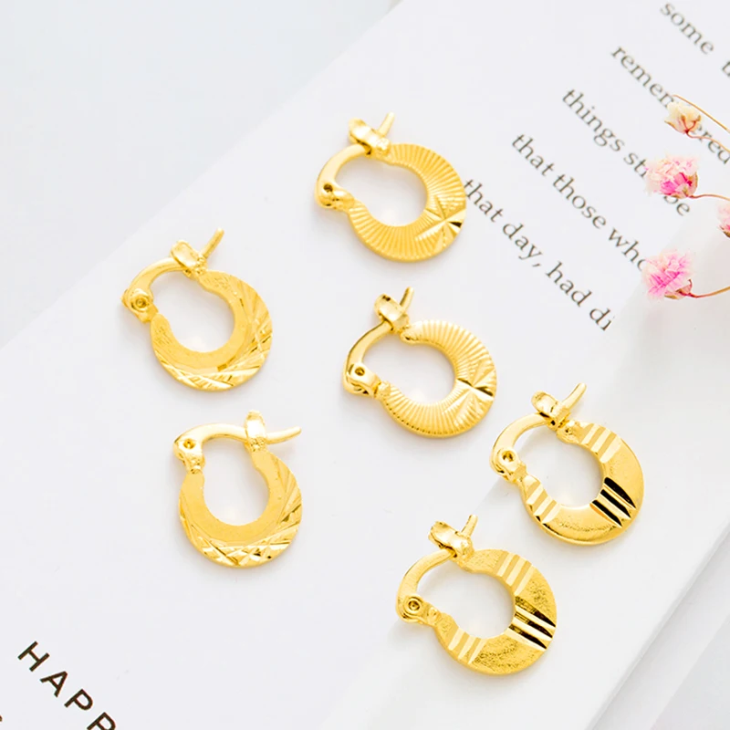 1.1CM Dubai Kids Earrings 2 Pairs Gold Color SMALL Baby Jewelry Children Girls Fashion African Party Gift