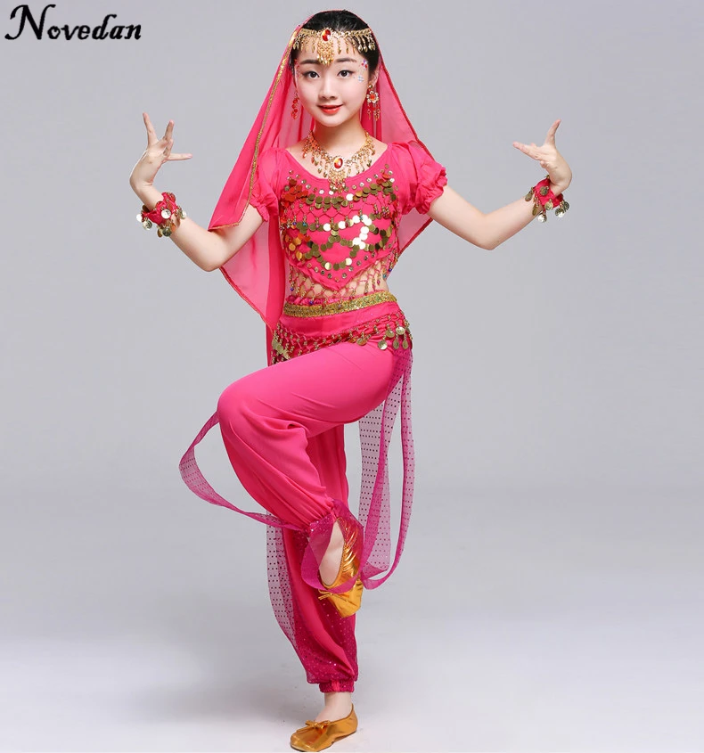 Disfraz de danza del vientre para niños, trajes de Baile Oriental, ropa de bailarina de danza del vientre, trajes de baile indio de Bollywood para niños y niñas