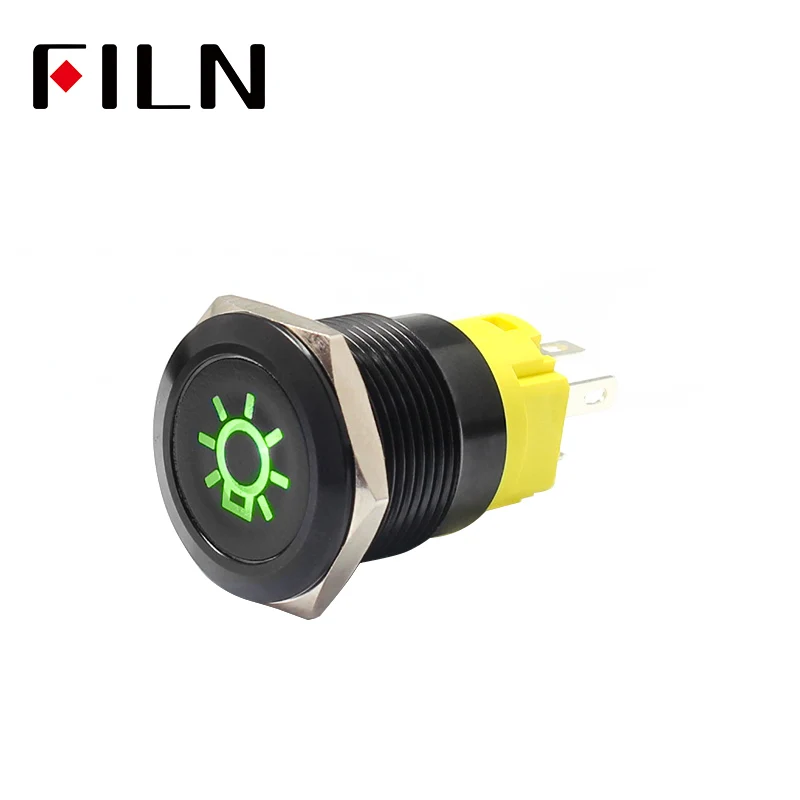 

19mm 12v LED black shell metal push button switch dashboard custom Lighting symbol C40 car racing switch