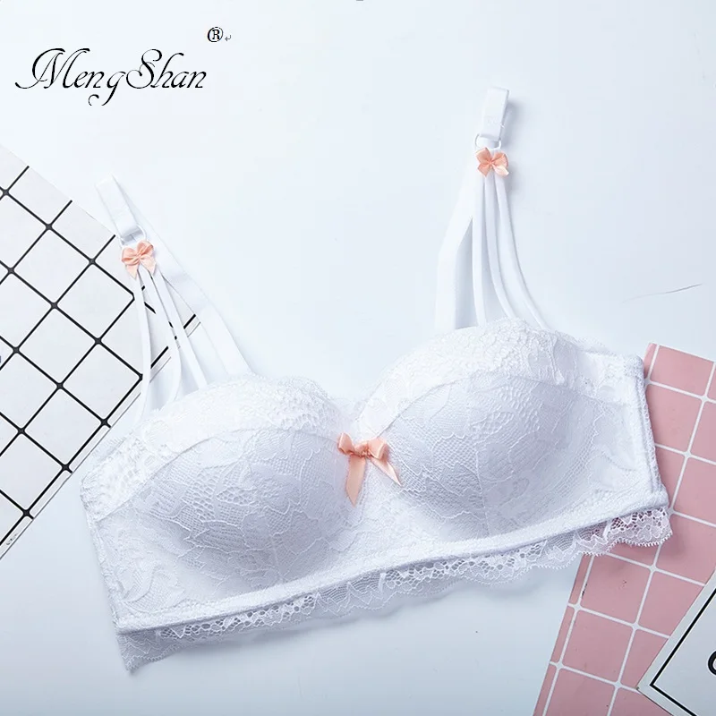 women bra New lace rimless bra Small chest half cup Butterfly-knotted underwear Comfortable and breathable lingerie femme