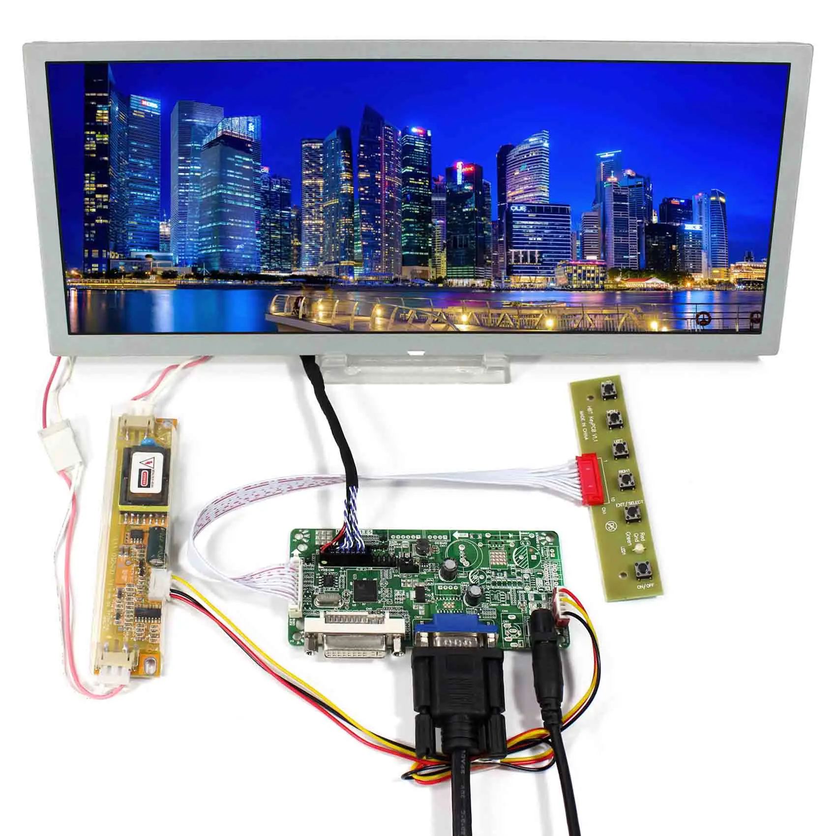 

DVI+VGA LCD Controller Board With 12.3inch LQ123K1LG03 1280x480 LCD Screen