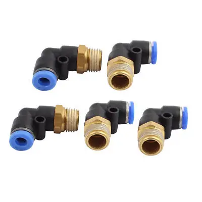 PL6-02 12mm Dia Industry Pneumatic Tube Pipe L Shape Quick Connector 5pcs