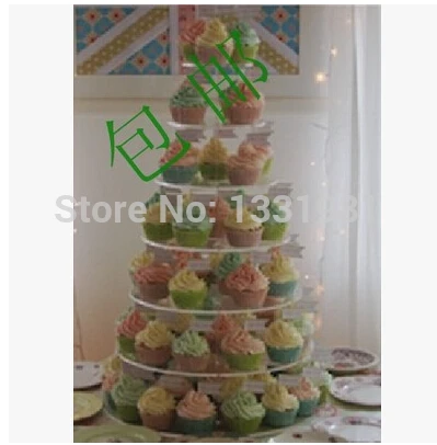 Layer 7 wedding dessert shelf hotel wedding champagne table circular glass tower yakeli European cake stand package mail