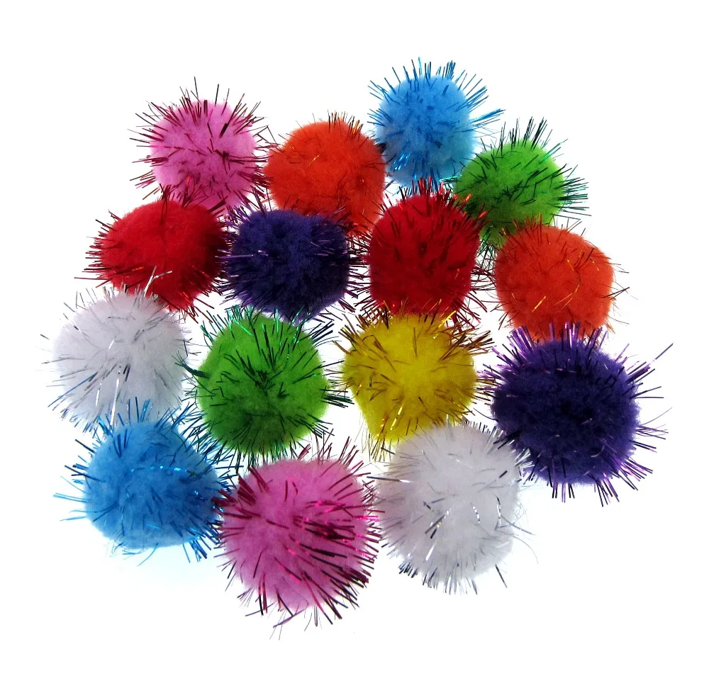 50pcs 3.cm Mixed Glitter pompoms soft pom poms balls Arts Toys DIY Craft Supplies Sewing Fabric pompoms wedding Home Decoration
