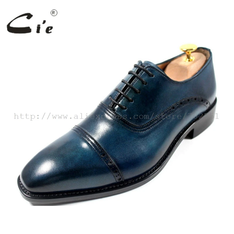 cie Free shipping bespoke custom handmade genuine calf leather upper outsole men\'s oxford shoe color navy OX179 adhesive craft