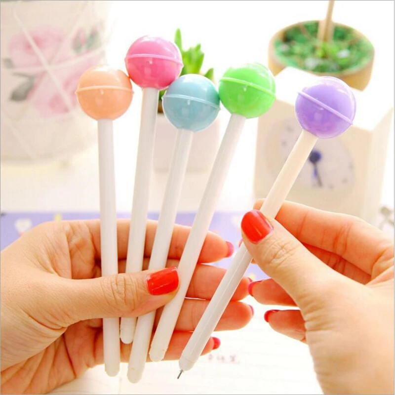 

2Pcs / Lots Creative Lovely Stationery Lollipop Modeling Neutral Pen Gel Pens Signing Office Supplies 0.38MM