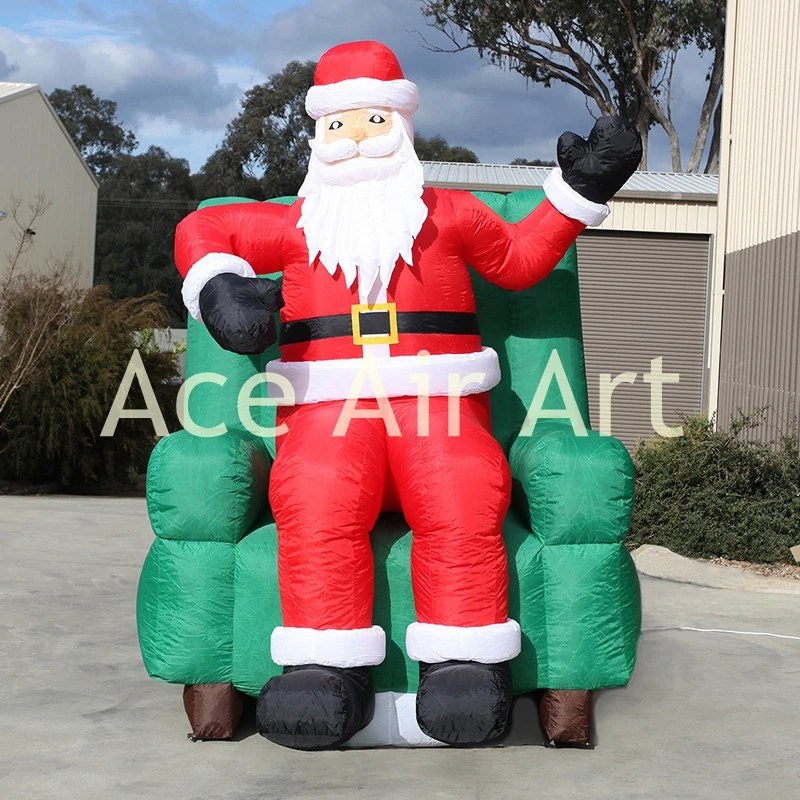 

2.5mH Christmas Party Decoration Inflatable Santa Claus Sit Sofa And Say Hello To U For Sale