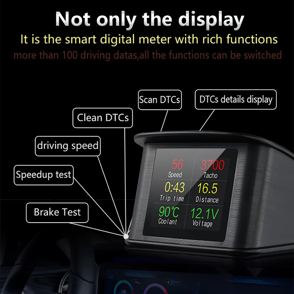 OBDSPACE P10 OBD2 Auto Scanner On-board Computer HUD Display Temperature Consumption Speedometer Gauge OBD 2 Car Diagnostic Tool