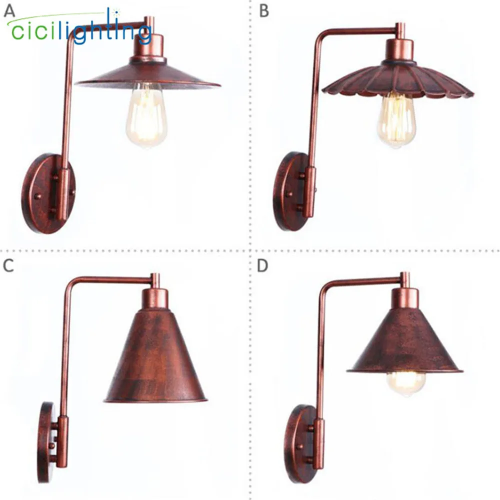 

Rust Wall Lamp Vintage Rustic E27 Wall Mounted Lighting Loft Relogio de Parede Espelho com led cicilighting 110V 220V