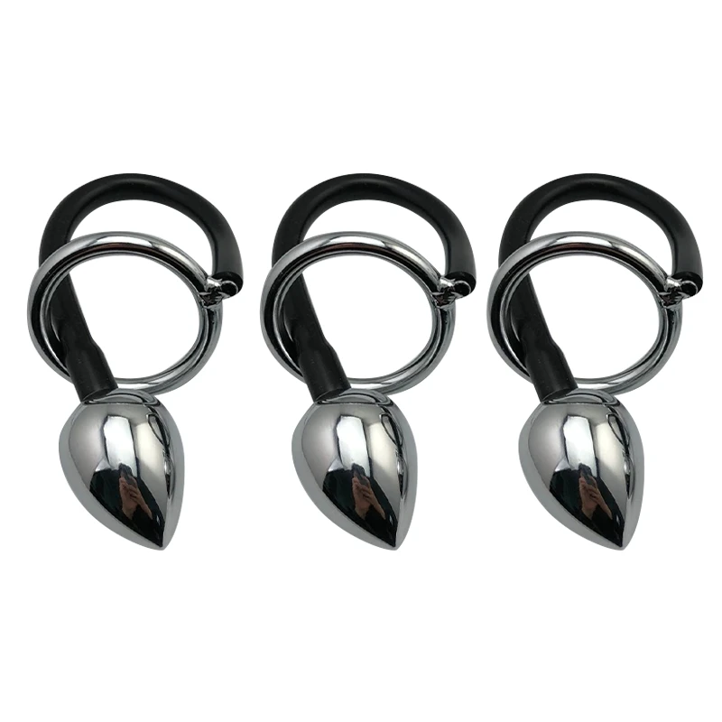 Male metal Anal hook butt Plug with penis stainless steel Cock Ring Massager ball Prostate Stimulation erection Sex Toys