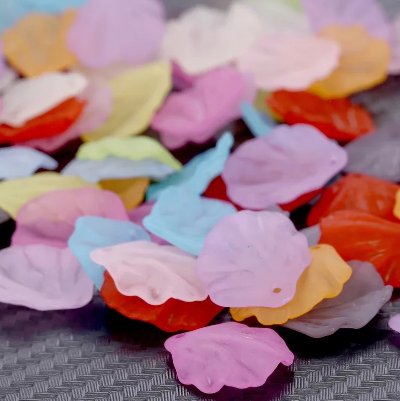 30pcs petals akril 18x20mm haja ékszer Sportalsó gyöngyök Áttetsző Fénytelen Lengyel gyöngyök illeszkedő ékszer handmade DIY kézműves kiegészítők