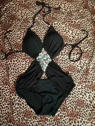 2017 Venus wakacje Sexy grenadyny Bikini głębokie V Neck strój kąpielowy kryształ body kobiety stroje kąpielowe luksusowe Rhinestone Bikini Biquini