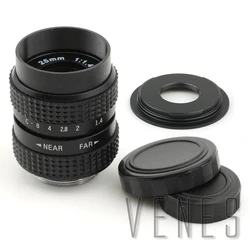 25mm f1.4 CC TV C mount Lens + C to Micro M4/3 / NEX / N1 / Pentax Q  /Fuji / M M2 Adapter Suit For Sony Camera + Lens Cap