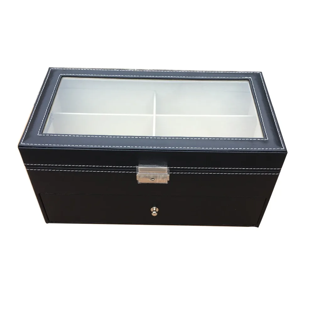 12 pieces capacity lockable eyewear counter table display box sunglass presentation case double tray eyewear collection box