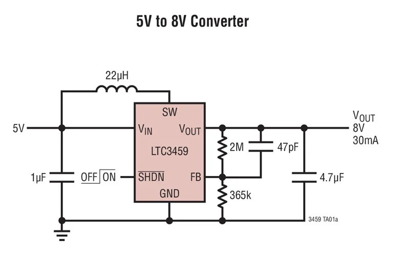 LTC3459EDCB LTC3459 - Conversor de impulso síncrono de micropotência de 10 V em ThinSOT
