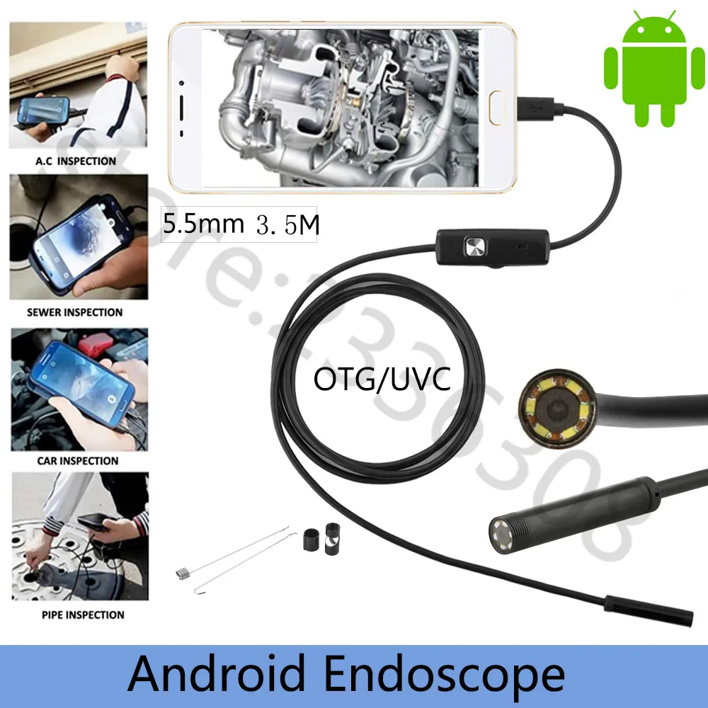 

3.5M USB Endoscope Inspection Camera IC 0.3MP 5.5MM Dia 6LED& 3Accessaries Waterproof Inspection Borescope Camera HD 640*480