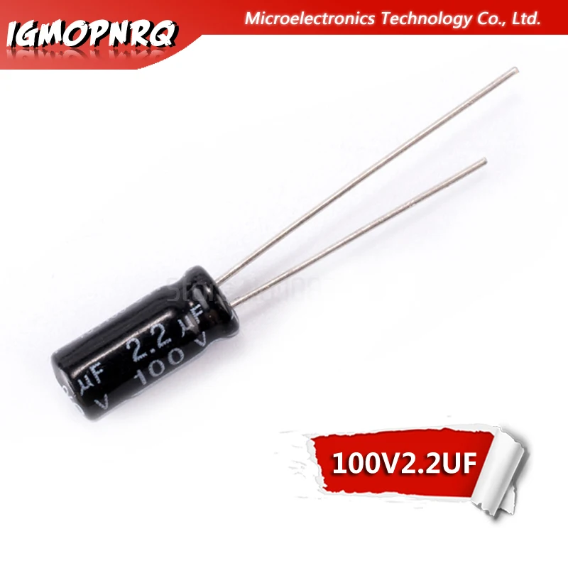 50PCS 100V2.2UF 5*11mm 2.2UF 100V 5x11mm Aluminum Electrolytic Capacitors DIP