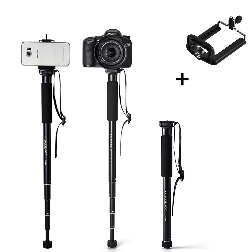 

Монопод из алюминиевого сплава для камер Gopro DLSR SLR, выдвижная селфи-палка + держатель телефона для телефонов Iphone, Huawei, Samsung, Xiaomi