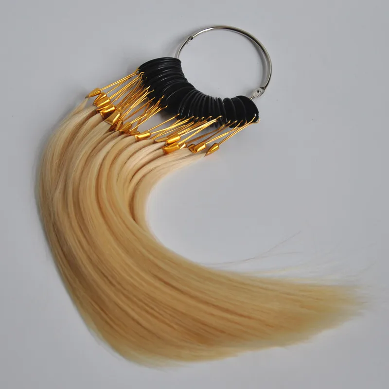 30pcs 100% Human Virgin Hair Color Ring For Hair Extensions and Salon Hair Dyeing Sample Dye Any Color Color Chart Swatch Rings