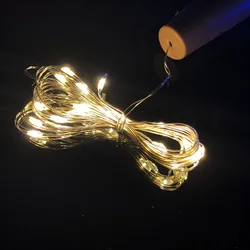 Guirnalda de alambre de cobre para artesanía de vidrio, Corker de hadas, luces para botella de vino, fiesta de año nuevo, San Valentín, boda, decoración DIY, 1M, 10LED