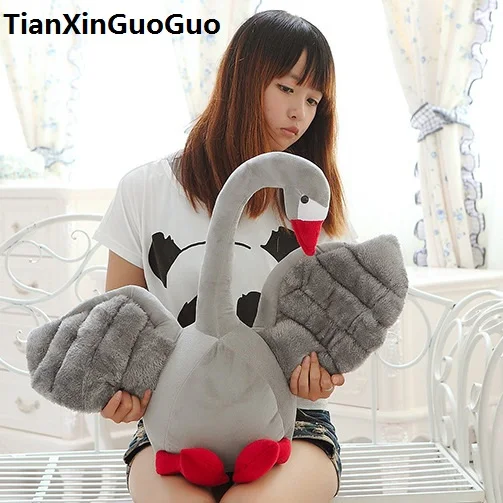 

lovely cartoon swan large 55cm gray swan plush toy soft throw pillow birthday gift w2000