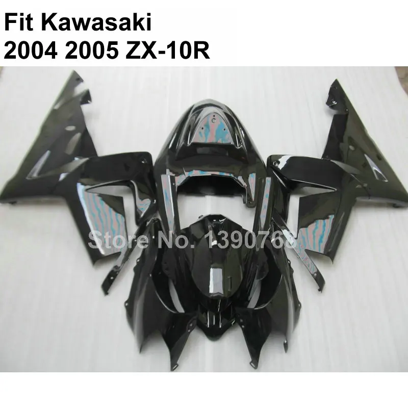 Hot sale fairings for Kawasaki Ninja ZX10R 2004 2005 glossy black ZX-10R 04 05 fairing kit 7 gifts KO58