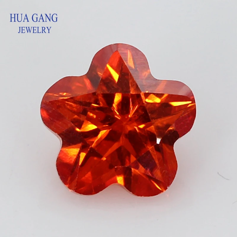 

Orange Pentacle Plum Shape Brilliant Cut CZ Stone Synthetic Gems Cubic Zirconia For Jewelry Size 3x3~10x10mm