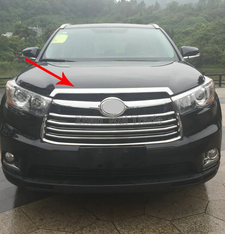 Toyota Highlander 2014-2019 용 후드 트림 주변의 ABS 크롬 프론트 그릴