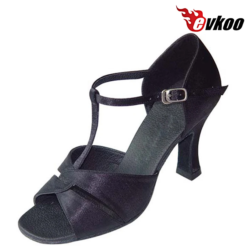 

Evkoodance customSize US 4-12 Black Tan White Satin Woman 7cm Heel Height Cheap Salsa Shoes Leather Soft Sole Hot Sale Evkoo-134