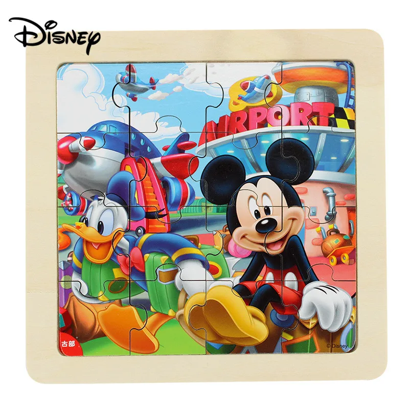 Disney 16-delige prinsessenframe puzzel Laser 2-3-4 jaar oude houten puzzel Kinder ouderschapspuzzel