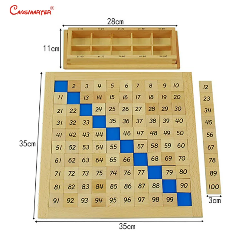 Hundred Board Busy Elements Montessori Materials Baby Educational Toys Brain Teaser Math  Practice Wooden Toy for Children