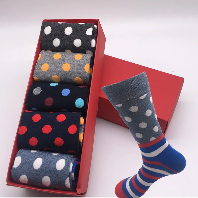 5 pair Men\'s Combed Cotton Socks Funny Pattern Corn Space Man Hot Dog Watermelon Novelty Socks Casual Crew Socks No gift box