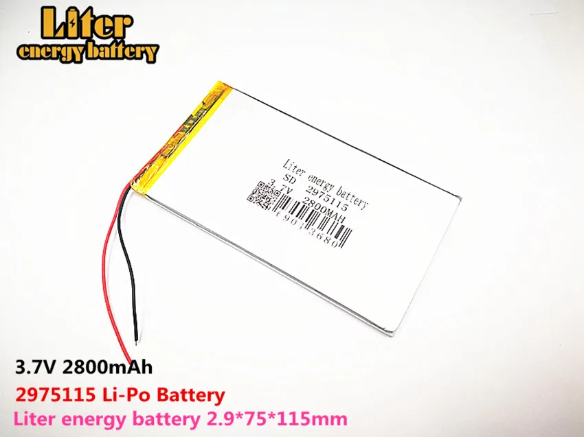 Liter energy battery Good Qulity 3.7V,2800mAH 2975115 Polymer lithium ion / Li-ion battery for tablet pc BANK,GPS,mp3,mp4