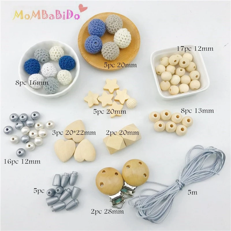 Baby Rattle Toy Silicone Beads Wooden Beads DIY Crafts Teething Jewelry Toys For Kids Teething Accessories Charistmas Gifts