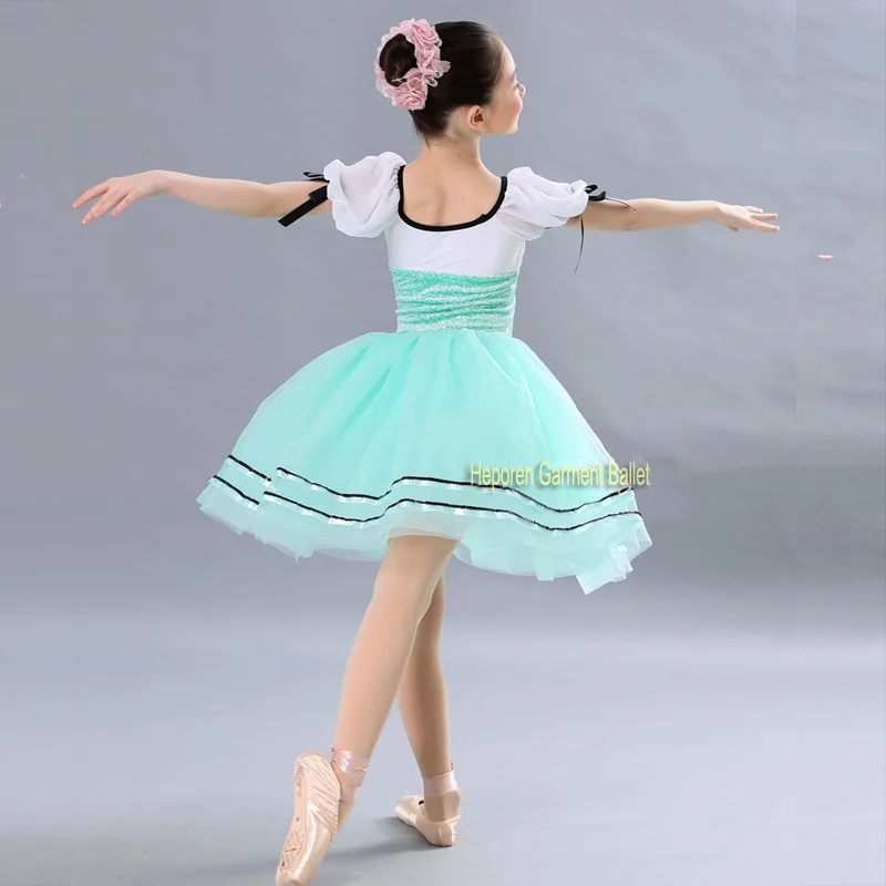 Fashion Princess Middle School Girl Short Sleeve Princess Dresses Female Personality Court Ballet Stage Performance Skirt