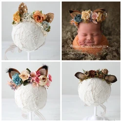 Fuchs Katze Ohr Blume Stirnband Für Mädchen Neugeborenen Fotografie Requisiten Baby Foto Haar AccessoriesChristmas Halo Floral Crown Haarteil