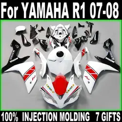 Motorcycle fairing kit for Yamaha injection molding YZF R1 07 08 white black red fairings set YZFR1 2007 2008 BD30