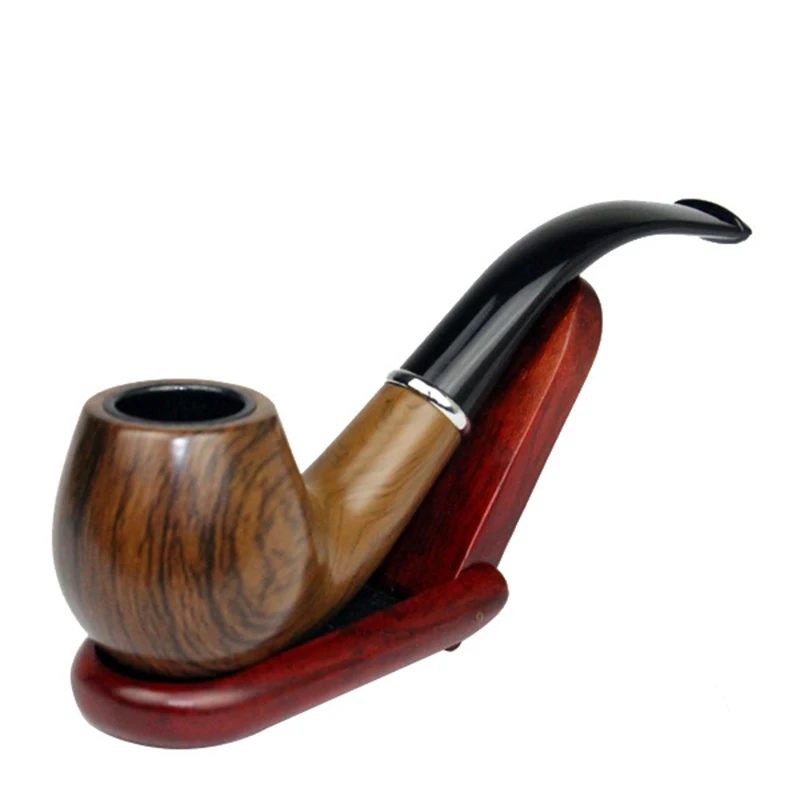 Classic Wood Grain Resin Pipe Chimney Filter Long Smoking Pipes Tobacco Pipe Cigar Gifts Narguile Gift Grinder Smoke Mouthpiece