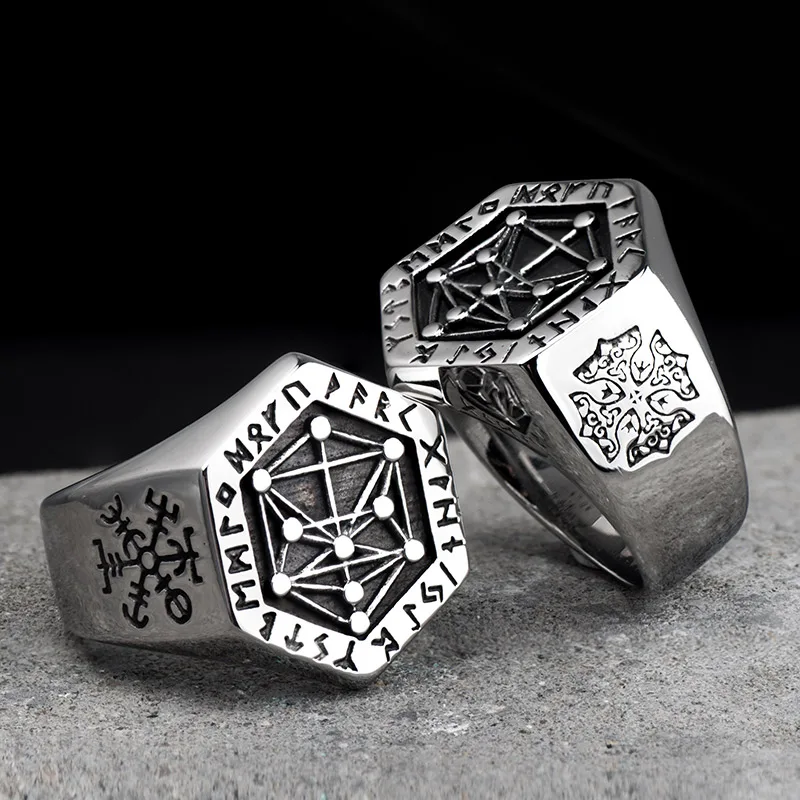 

Nordic mythology Viking rune stainless steel rings for man and women Kabala totem Index Ring fashion jewelry mygrillz