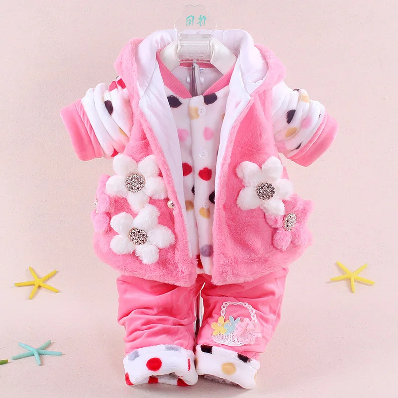 Baby girl lovely cotton-padded jacket suits 3