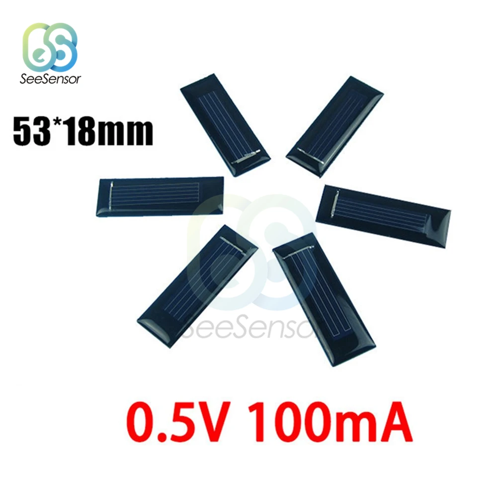 Panel Solar de 0,5 V, 100mA, 0,05 W, Mini Sistema Solar DIY para baterías, cargadores de teléfonos móviles, célula Solar portátil, 10 Uds.