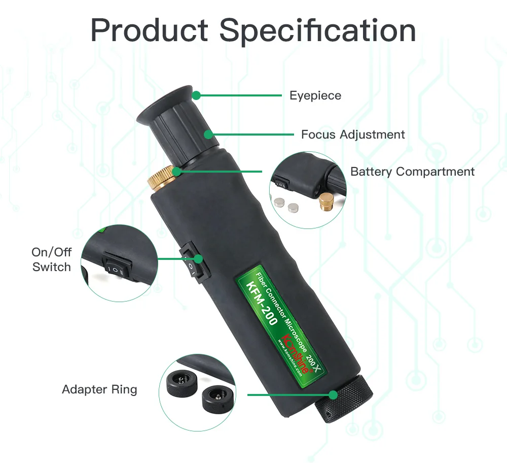 

Handheld Inspection Probe Komshine KFM-200 Fiber Optic MicroScope with 1.25/2.5mm Adapter