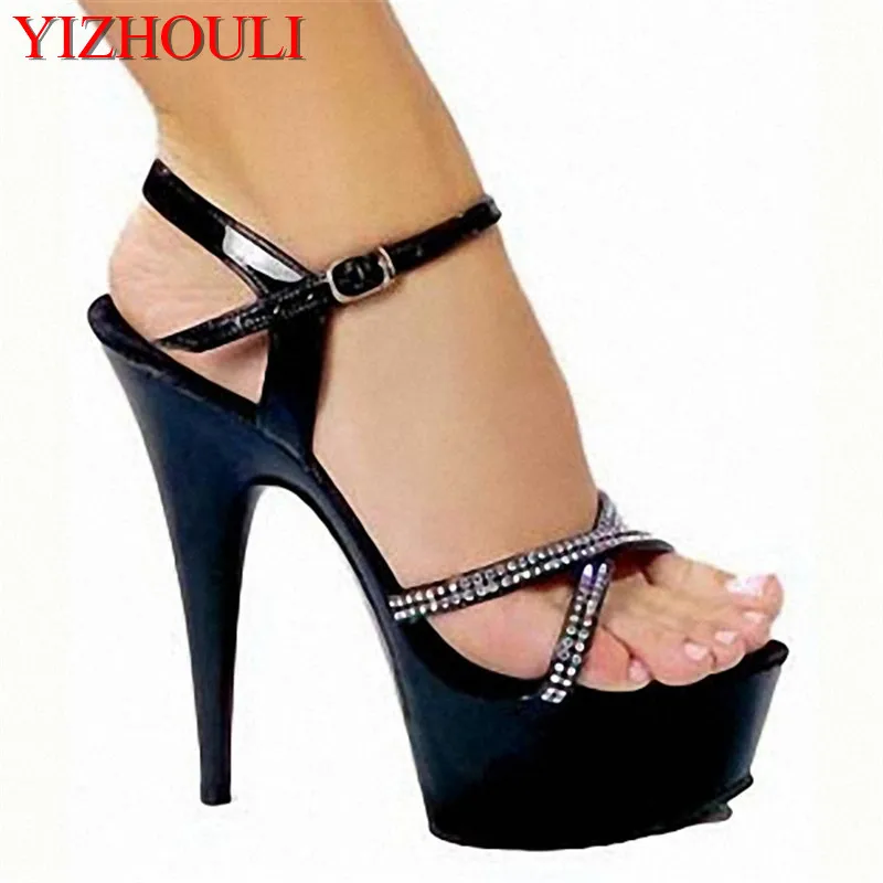 Summer new ladies 5 CM platforms Ankle Strap Sandals 15 cm thin high heels sexy pumps woman Dance Shoes