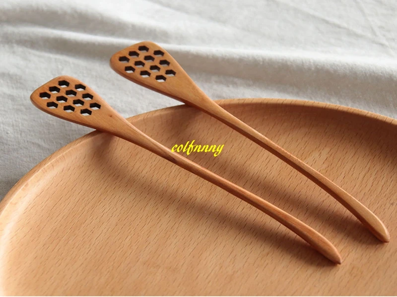 100pcs/lot Natural Wooden Honey Stick Kitchen Supplies Honey Stirrer Stirring Long Spoon Honeycomb Honey Dipper Wood