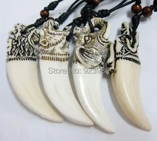 12 pcs Vintage Tibetan Yak Bone Necklace White Mix Cool Man Virility Pendant NEW Talisman Jewelry