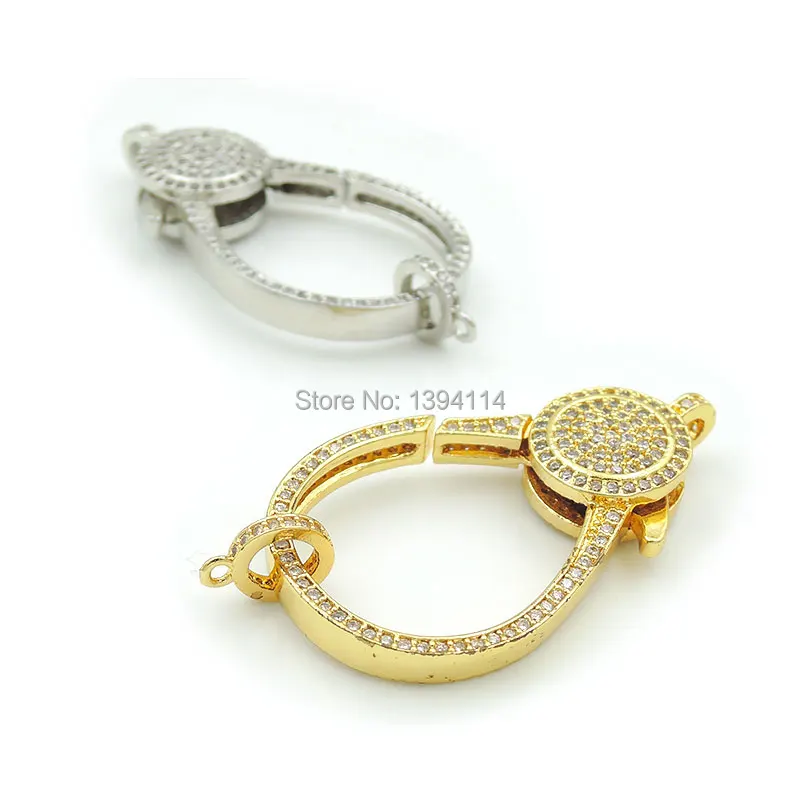 40*22*6mm Micro Pave Clear CZ Lobster Clasp Accessory Fit For Making DIY Bracelets Or Necklaces Jewelry